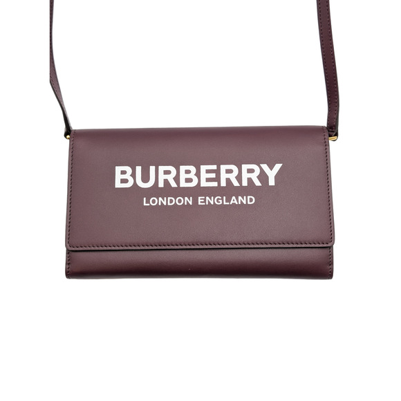 Burberry Hazelmere Plum Wallet on Strap Crossbody Bag - Picture 2 of 11